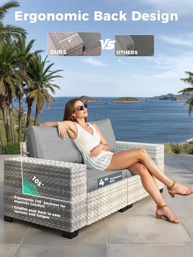 9 Piece Outdoor Wicker Patio Furniture Set with Swivel Chairs