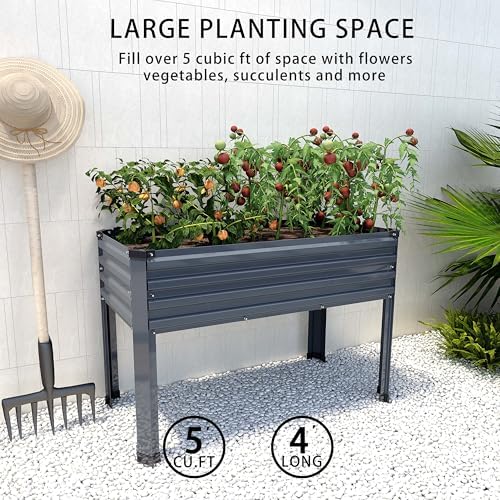 DIIYIV 2PCS Galvanized Raised Garden Bed with Legs,2PCS 48×18×30in