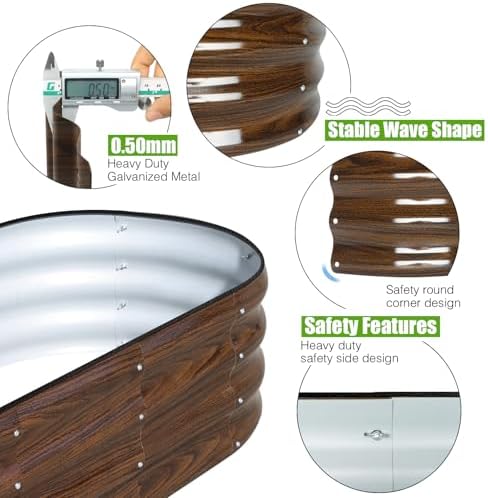SnugNiture Galvanized Raised Garden Bed, 4x2x1ft Oval Metal Planter Box for Planting Outdoor Plants Vegetables
