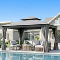 10'x12' Outdoor Patio Gazebo Canopy with Double Roofs and Mosquito Nettings