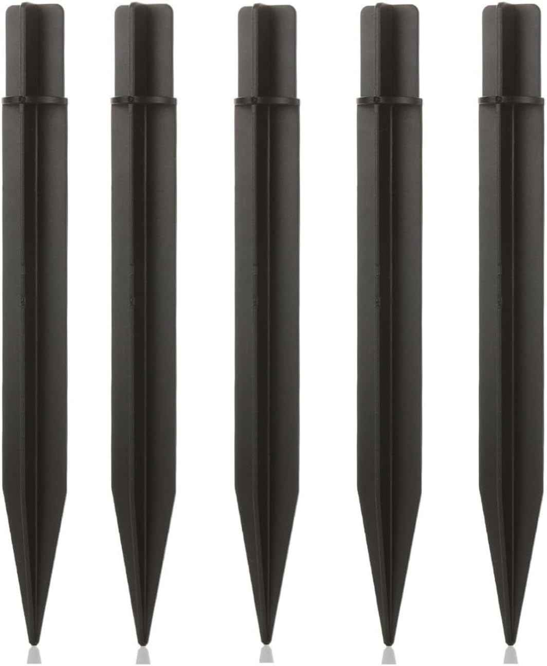Must Measure First! Fits ONLY 0.83" Inner Diameter Solar Ground Spikes - 8.25" ABS Replacement Stakes for Garden Pathway Lights (Black-5PACK)