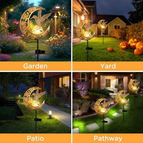 JOBOSI Solar Moon Hummingbird Decorative Light Gift Portable Decorative Ground Stake Light, Gifts for Women Mom Grandmothers, Garden Lawn Decor Christmas & New Year Gift