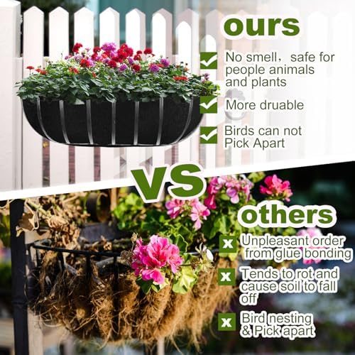 2PCS 24Inch Upgraded Planter Basket Liners Fabric Window Box Liners