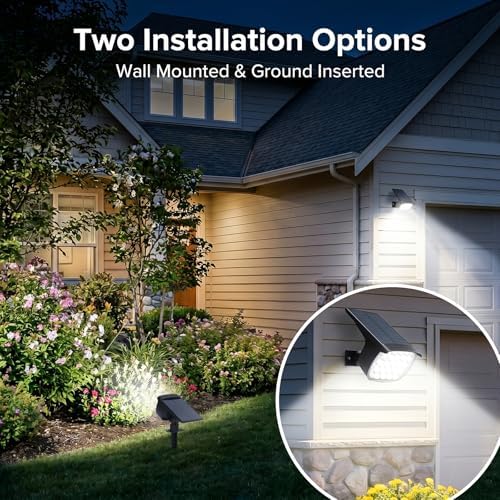 Solar Spot Lights Outdoor, 3 Modes 2-in-1 IP65 Waterproof 4 Pack Spotlights
