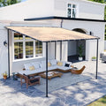 10x12 Lean to Pergola Outdoor Gazebo with Water Resistant & UV-Resistant, Sloped Roof Awning Wall-Mounted Canopy for Patio Backyard, Deck, or Garden Khaki