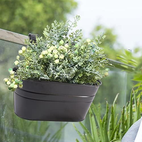 HowRU Metal Iron Flower Pots for Railing Fence Hanging Bucket Pots