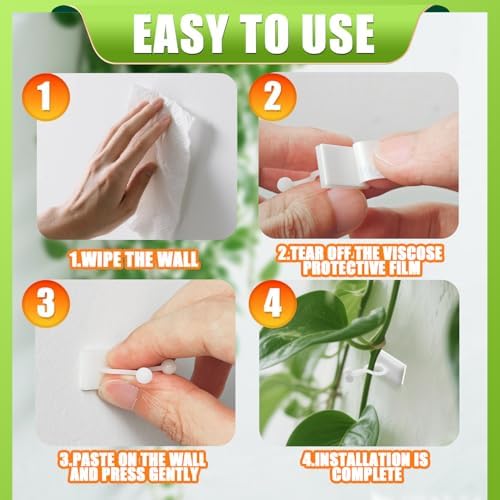 100Pcs Plant Climbing Wall Fixture Clips, Vines Clips for Decoration,White