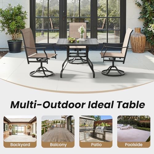Soohow Patio Dining Table 35"x35", Square Outdoor Dining Table with 1.57" Umbrella Hole, Metal Outdoor Furniture for Patio, Graden, Backyard and Poolside, Weather-Resistant