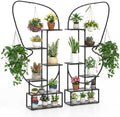 Giantex 2 Pack 6-Tier Plant Stand Indoor, Butterfly-Shaped Metal 73” Tall Ladder Plant Shelf w/ 4 Hanging Hooks, Outdoor Flowerpot Display Rack for Multiple Plants Living Room Balcony Patio Garden