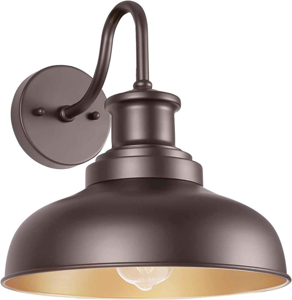 Outdoor Barn Light Outdoor Wall Sconce Farmhouse Exterior Wall Mount Light Vintage Wall Lighting Fixture Industrial Bronze Lantern for Porch, Entryway, Garage, 1 Pack, RZ007 ORB