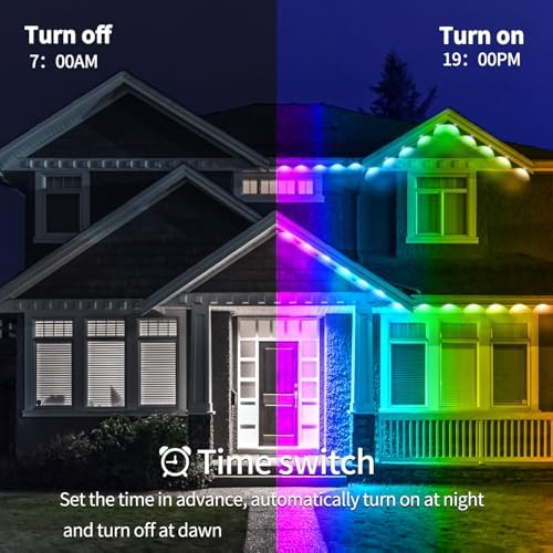150FT Permanent Outdoor Lights,Waterproof Smart LED Christmas Lights with App/Remote Control,Music synchronisation，Permanent Outdoor Light for House,Roof,Christmas Party Holiday Decor