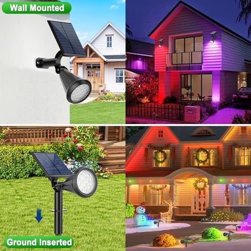 Tadyreal Solar Lights Outdoor Waterproof Color Changing 180° Adjustable RGB Solar Powered Landscape Spot Lights for Yard 7 Lighting Modes Solar Spotlights for Pathway Garden Outside (8 Pack)
