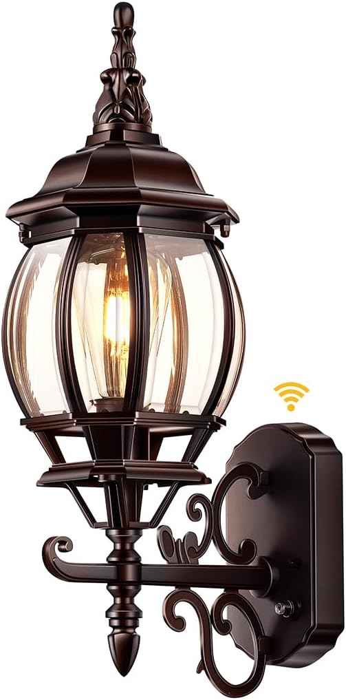 VIANIS Bronze Dusk to Dawn Outdoor Light Fixtures Wall Mount, Waterproof | Modern Front Porch Lanterns Wall Sconce, Anti-Rust Outside Garage Lights for Patio, House, Entry, Easy to Install, 1-Pack