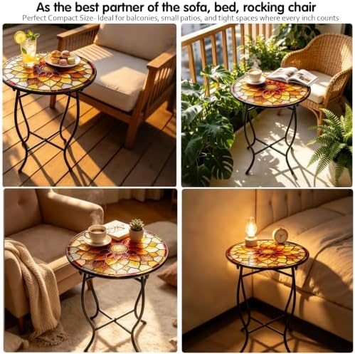 14" Outdoor Side Table, Rust Proof Small Metal Side Table for Balcony