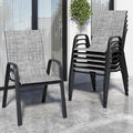 Patio Chairs Set of 6, Stackable Outdoor Dining Chairs for All Weather Textilene Fabric & Metal Frame, Outdoor Chairs Set for Backyard Deck Garden