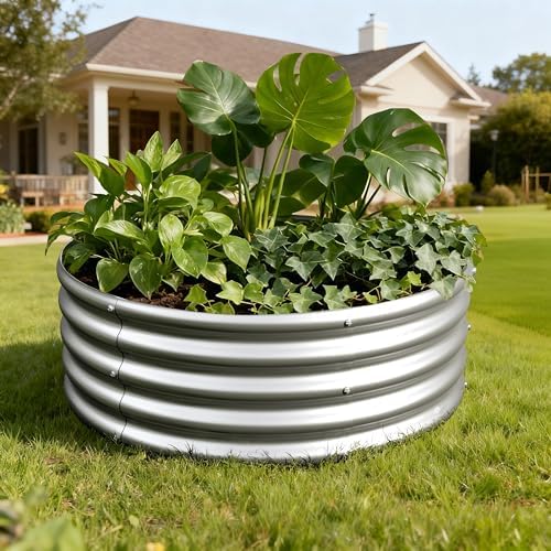 2PCS 3x3x1FT Galvanized Metal Raised Garden Bed,Outdoor Planter Box for Vegetables