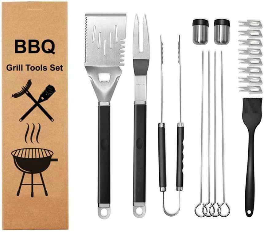 18-Piece BBQ Grill Tools Set, Heavy Duty Stainless Steel Grilling & BBQ Accessories, for Dad, for Mom, Birthday Gifts for Men, Outdoor Grill Kit with Storage Box