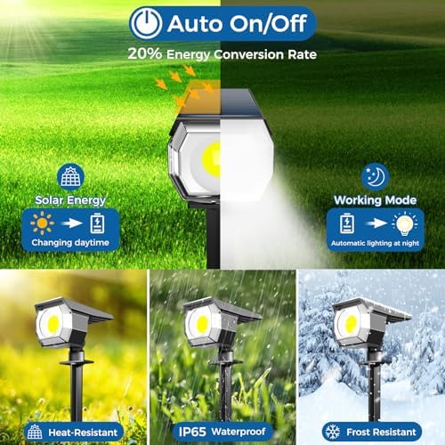 Peasur 1 Pack Solar Spot Lights Outdoor Waterproof, Landscape Spotlights