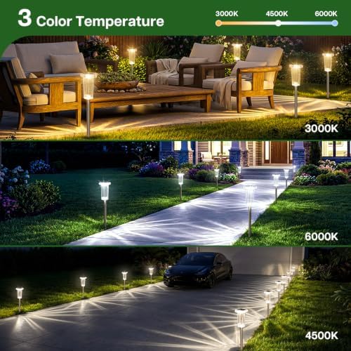 10 Color Solar Lights Outdoor Waterproof LED Pathway Lights 8 Pack