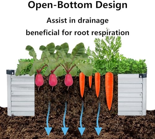 Meberam 2 Pack 6x3x1FT Galvanized Raised Garden Beds Kit Outdoor Metal
