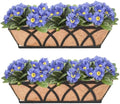Flat Railing Planter Window Box 2 Pack 24" Horse Trough Planter with Coco Fiber Liner Metal Window Planters Box Deck Balcony Rail Planters for Outdoor Porch Fence Patio