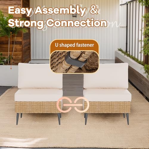 7-Piece Patio Furniture Set,Outdoor Wicker Patio Conversation Set