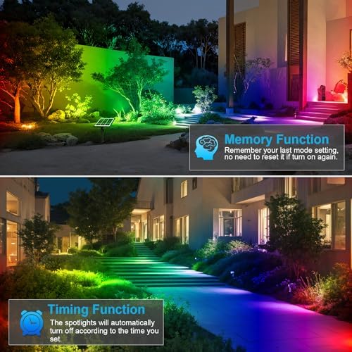 MEIHUA Solar Spot Lights Outdoor Color Changing, 6 in 1 Landscape Lighting