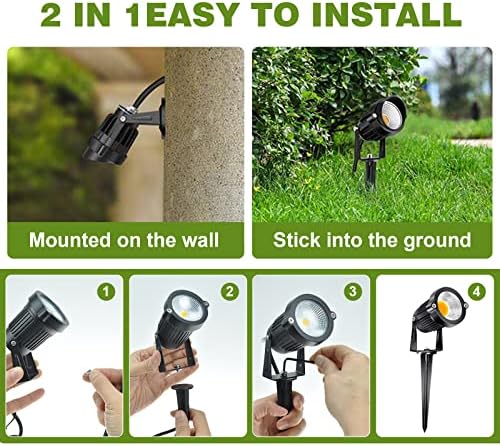 5W Low Voltage Landscape Lights Outdoor 12V AC/DC LED Landscape Lighting 3000K Warm White Waterproof Garden Spotlights 500LM COB Landscape Pathway Lights for Yard,Tree (8Pack with Connectors)