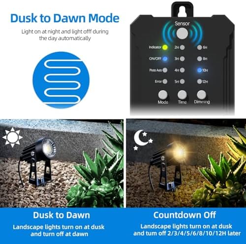 All-in-One Low Voltage Landscape Lighting, Dusk to Dawn Transformer