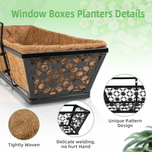 hehimhis 24 Inch 2 Pack Railing Planter Box with Adjustable