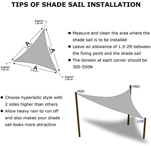 KANAGAWA 12'x12'x17' Gray Sun Shade Sail Triangle