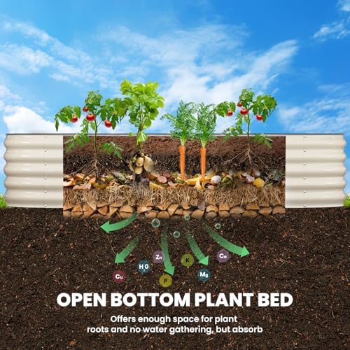 Pattiumo Galvanized Raised Garden Bed 8×2×1.5 FT, Round Metal Raised