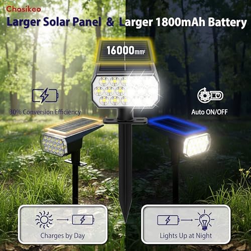 Solar Lights Outdoor Waterproof, 3 Lighting Modes Solar Spot Lights Outdoor