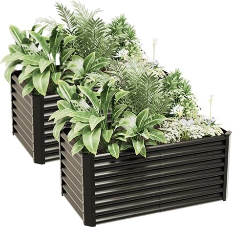 4x2x2ft(2 Pack) Raised Garden Bed Kit, Galvanized Planter Garden Boxes