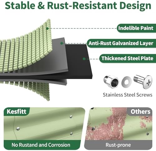 Kesfitt Raised Garden Bed, 4x2x1 FT Galvanized Steel Metal Raised