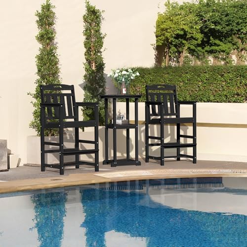 HDPE Outdoor Patio Tall Bar Chair, All-Weather Bar Height Balcony