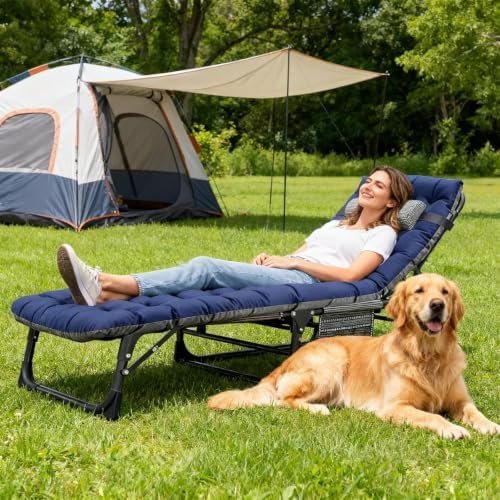 DoCred Chaise Lounge Chair, 5-Position Folding Outdoor Lounge Chair