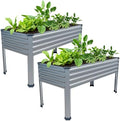 2PCS 48×24×30in Galvanized Raised Garden Bed,Metal Elevated Planter