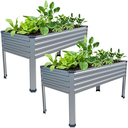 2PCS 48×24×30in Galvanized Raised Garden Bed,Metal Elevated Planter