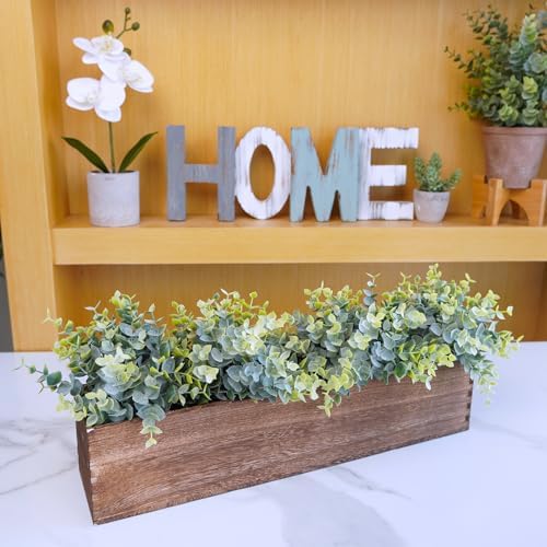 Winlyn Rustic Wooden Planter Box 17.3" L x 3.9" W x 3.9" H Brown Rectangular Planter Decorative Wood Box with Removable Plastic Liner Window Box for Farmhouse Wedding Home Garden Table Centerpiece.