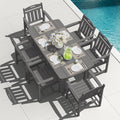 HDPE Outdoor Patio Dining Set with Table & 6 Chairs, All-Weather 7-Piece Outdoor Table and Chairs, 2" Umbrella Hole, Patio Furniture for Garden, Backyard, Deck | Grey