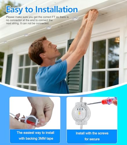 100FT Permanent Outdoor Lights for House, RGB LED Waterproof Smart Eave Lights Outdoor House Decor with Smart APP Remote Control, Outside Eaves Lighting for Holiday, Christmas, Roof, Party, Daily