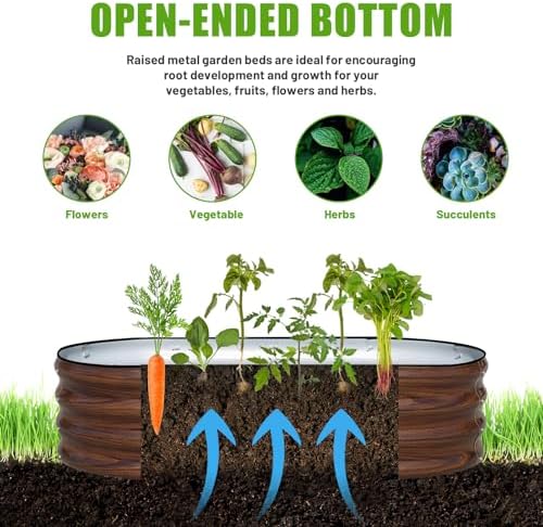 SnugNiture Galvanized Raised Garden Bed, 4x2x1ft Oval Metal Planter Box for Planting Outdoor Plants Vegetables