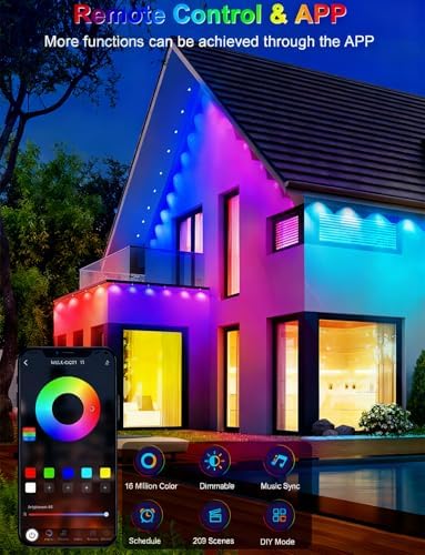 CCILAND 100Ft Smart Permanent Outdoor Lights RGB&IC with Remote App Control
