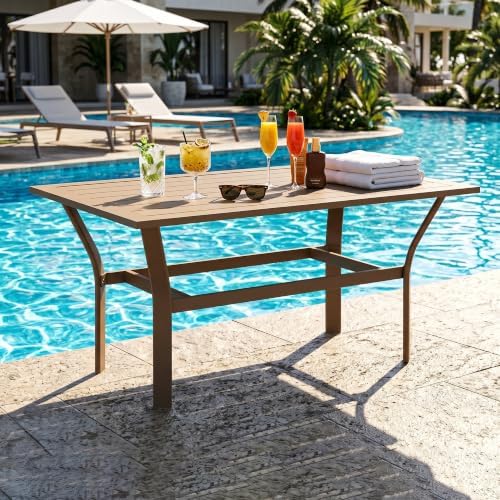 Outsunny Outdoor Coffee Table All-Weather Slatted Tabletop Brown