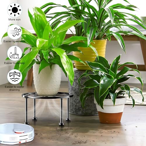 Garden Gifts Plant Lovers Gifts 3 Packs Black Metal Plant Stand with