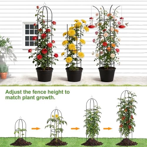 100% Metal 2 Pack Obelisk Garden Trellis 6.6 Ft Plant Support for Climbing