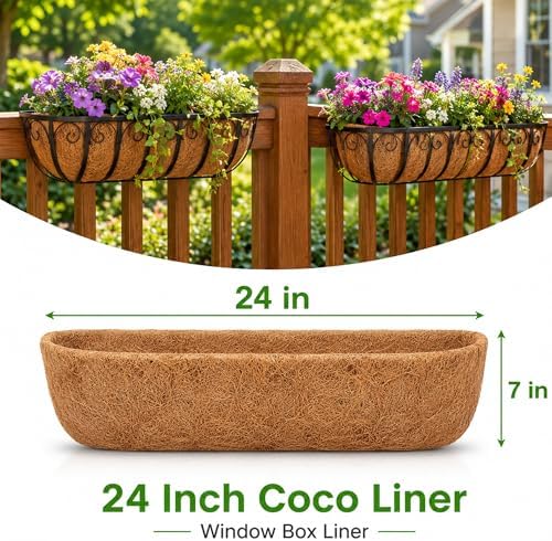 HFHOME Coco Liners for Planters, 24 Inch Natural Coconut Coir Fiber