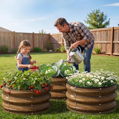 Kesfitt Round Metal Raised Garden Bed, 2x2x1 FT, 12-Inch Deep
