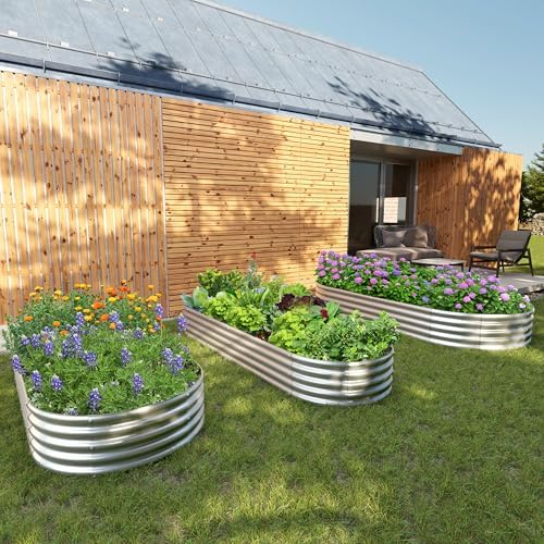 2PCS 8x2x1ft Galvanized Metal Raised Garden Bed Kit,Outdoor Planter Box Vegetables,Flowers,Herbs Durable Rust-Resistant Patio Gardening Beds
